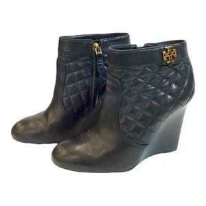 Tory Burch Quilted Wedge Bootie Black size 8 M
